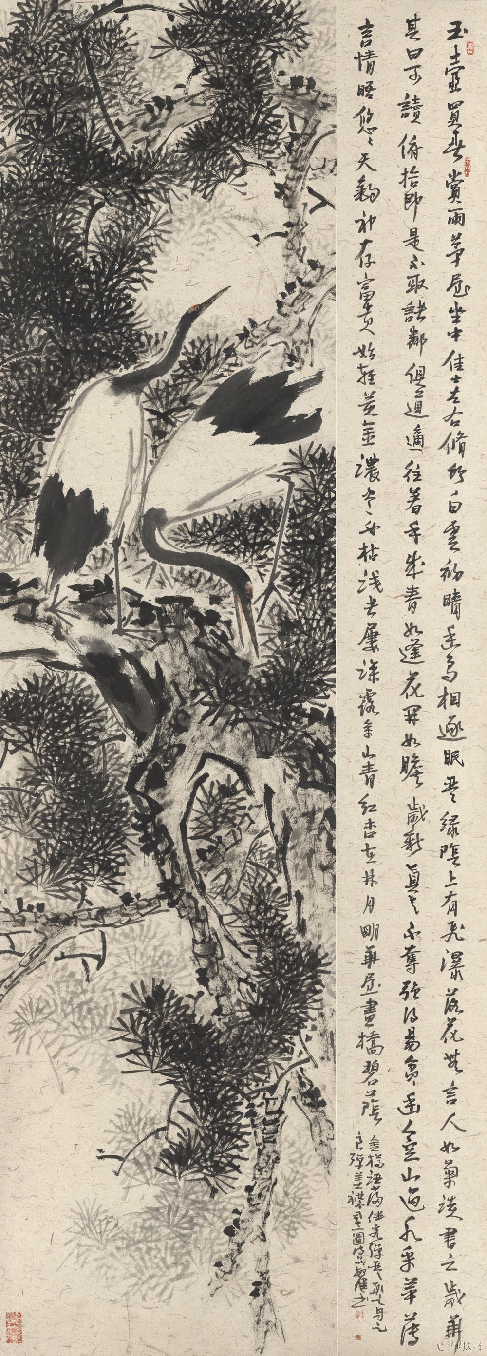刘敏健国画:松鹤图(一)