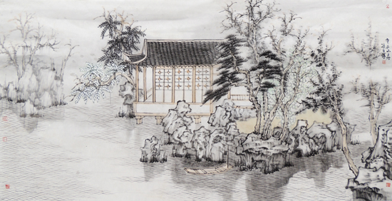 楼台烟雨孙自强江南园林山水画展