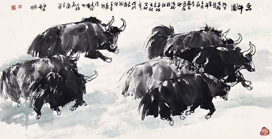 杨明  《奔牛图》2000年 136x68cm