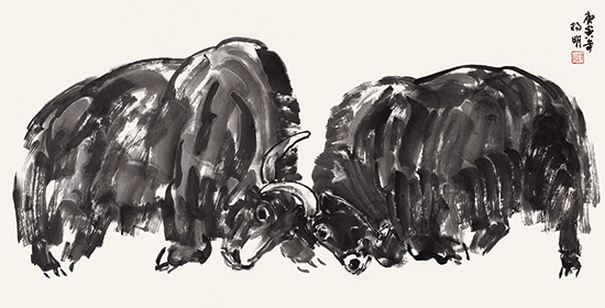杨明  《角力图》136x68cm 2010年